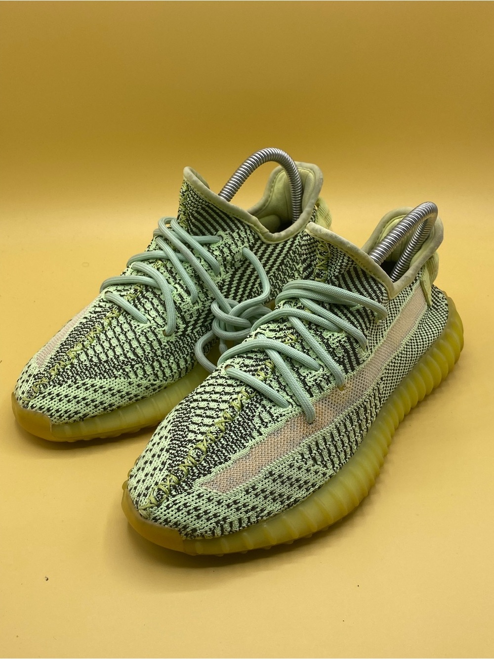 adidas Yeezy Boost 350 V2 Glow Green and Yellow Sneakers - Picture 4 of 4